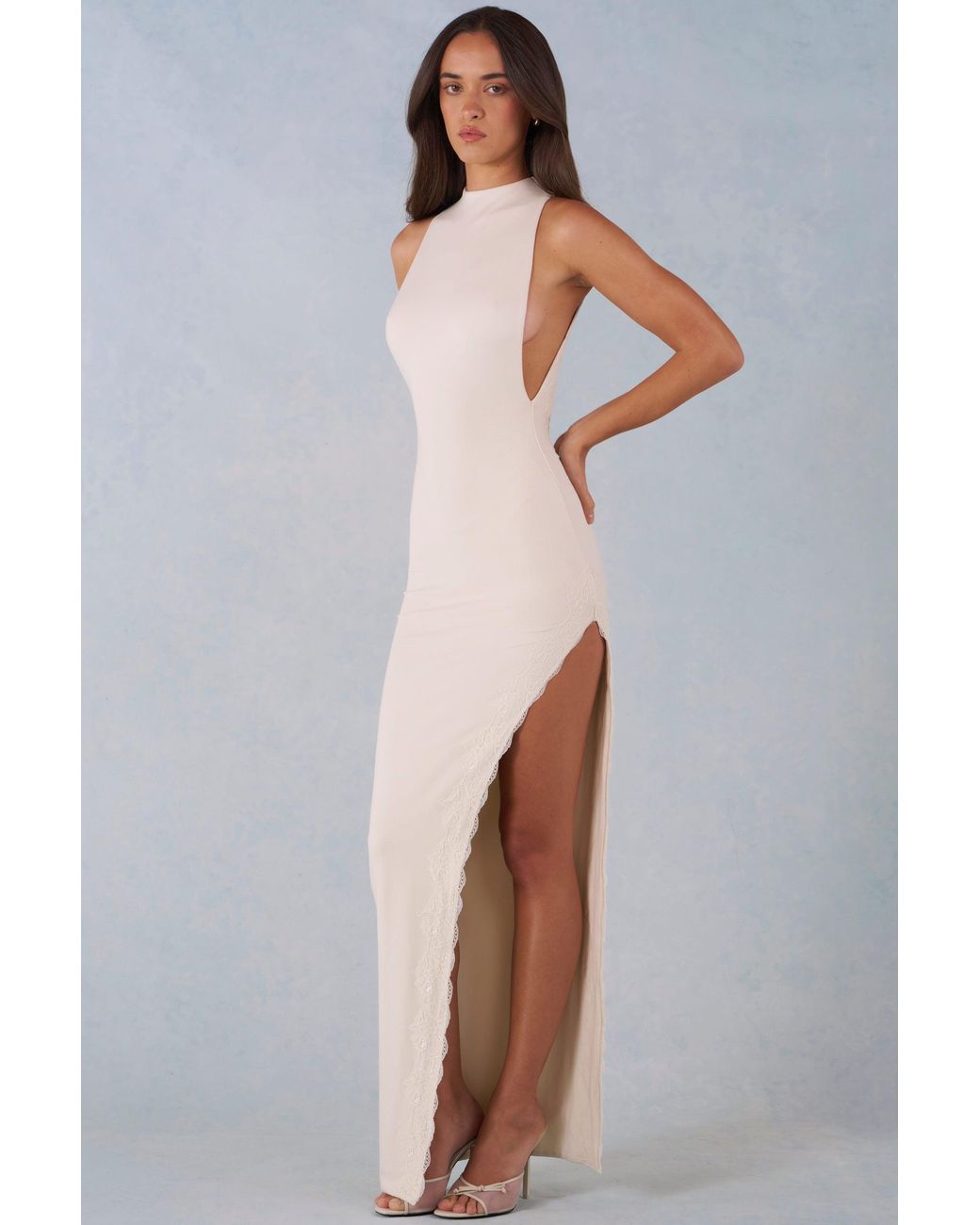Oh Polly White Modal Halterneck Maxi Dress