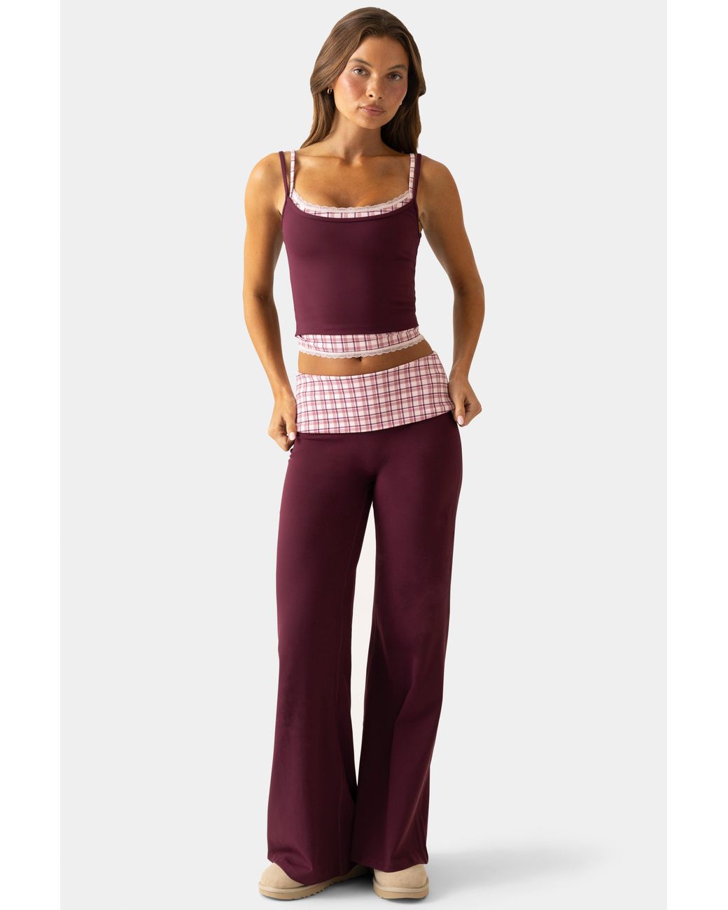 BO+TEE Red Soft Active Wide-Leg Trousers