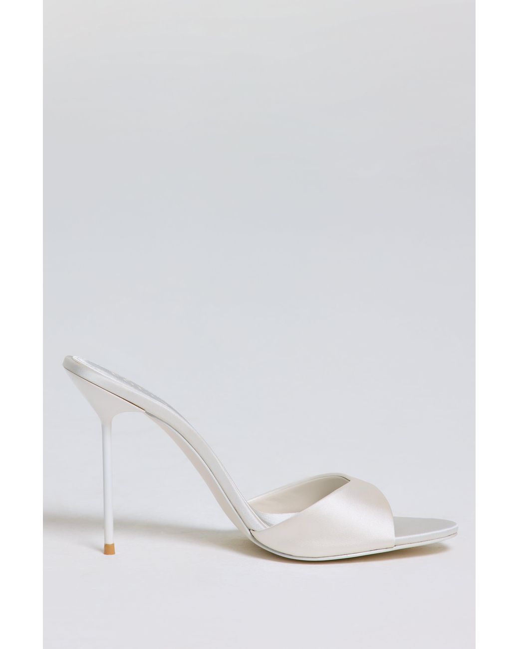 Oh Polly White Satin Heeled Mule Sandal