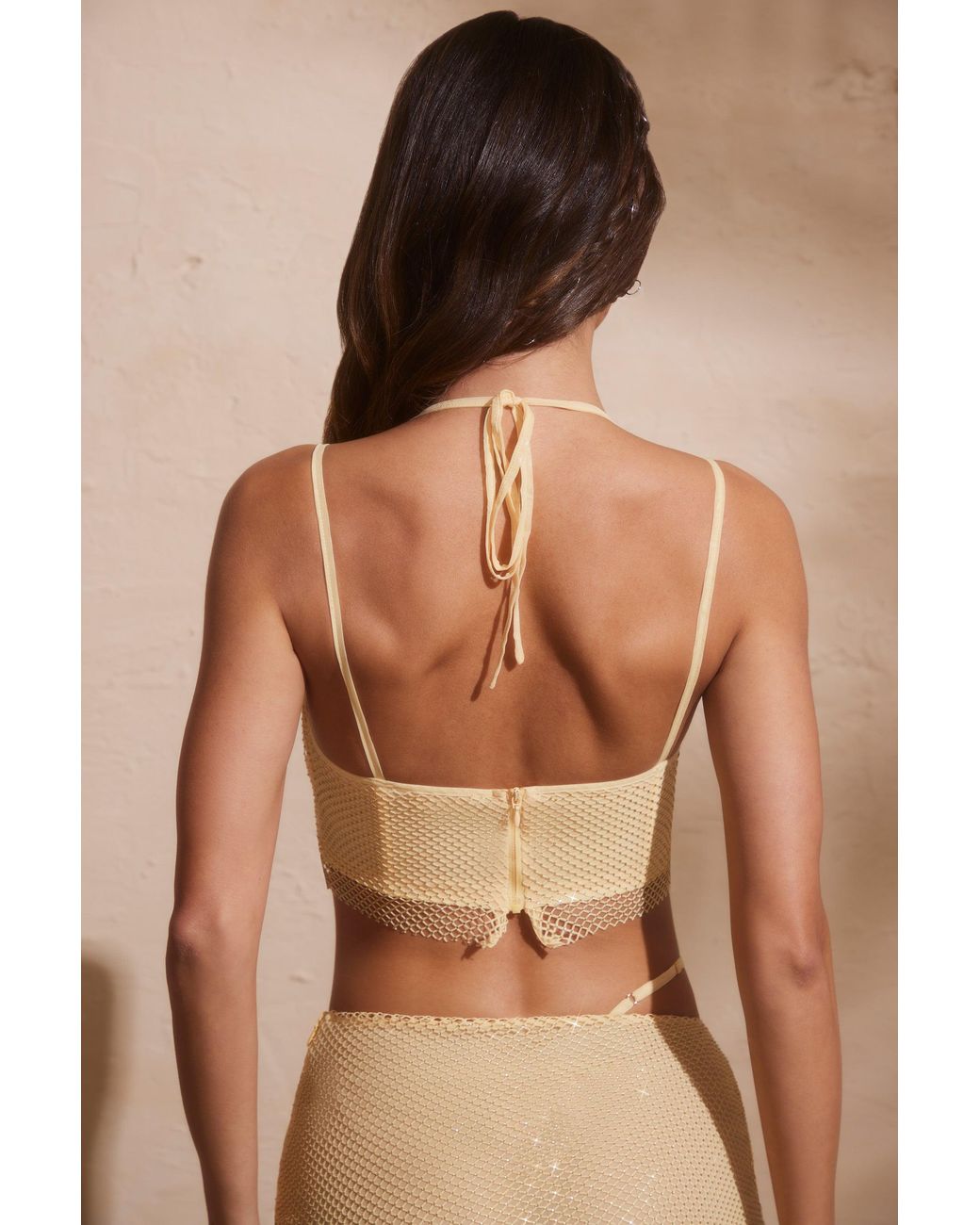 Oh Polly Metallic Embellished Cowl Neck Corset