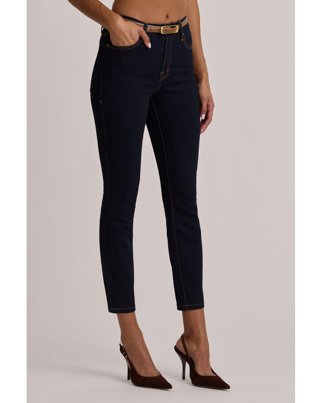 Oh Polly Blue High-Rise Cropped Skinny Jeans