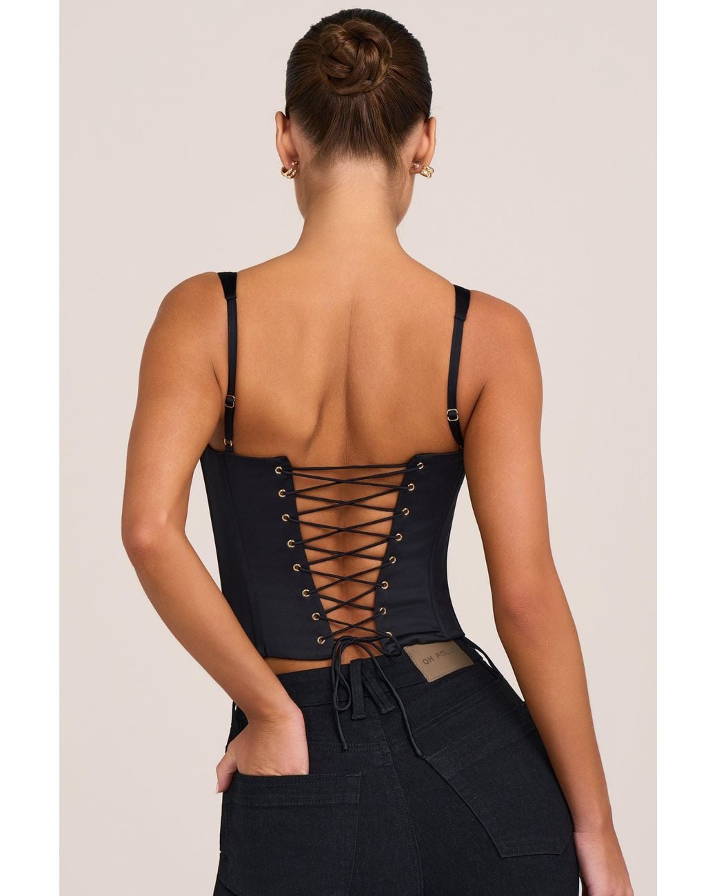 Oh Polly Black Satin Corset Top