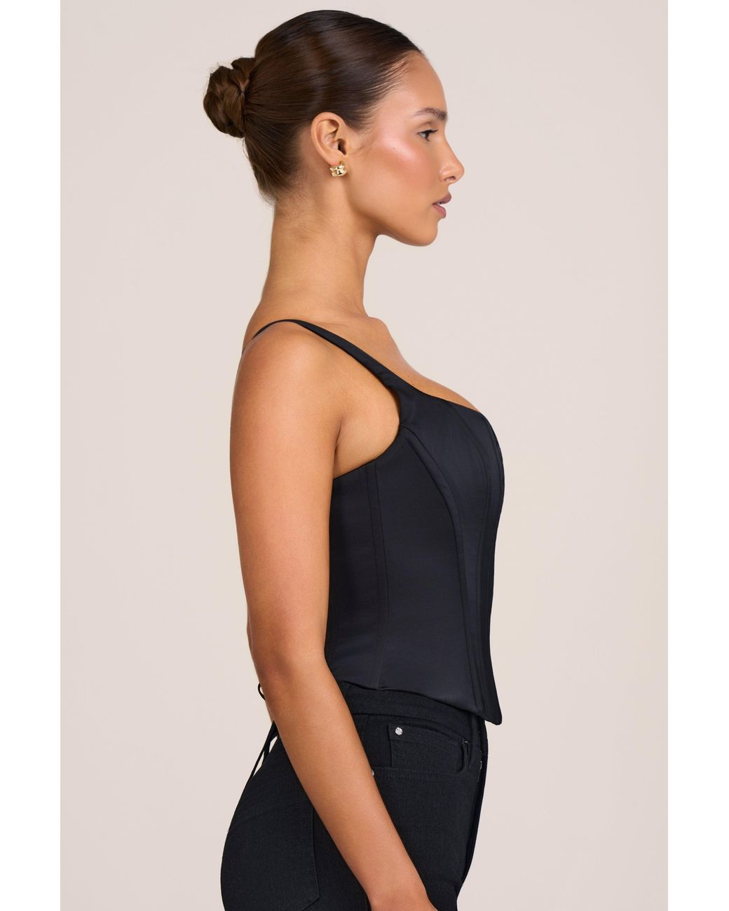 Oh Polly Black Satin Corset Top