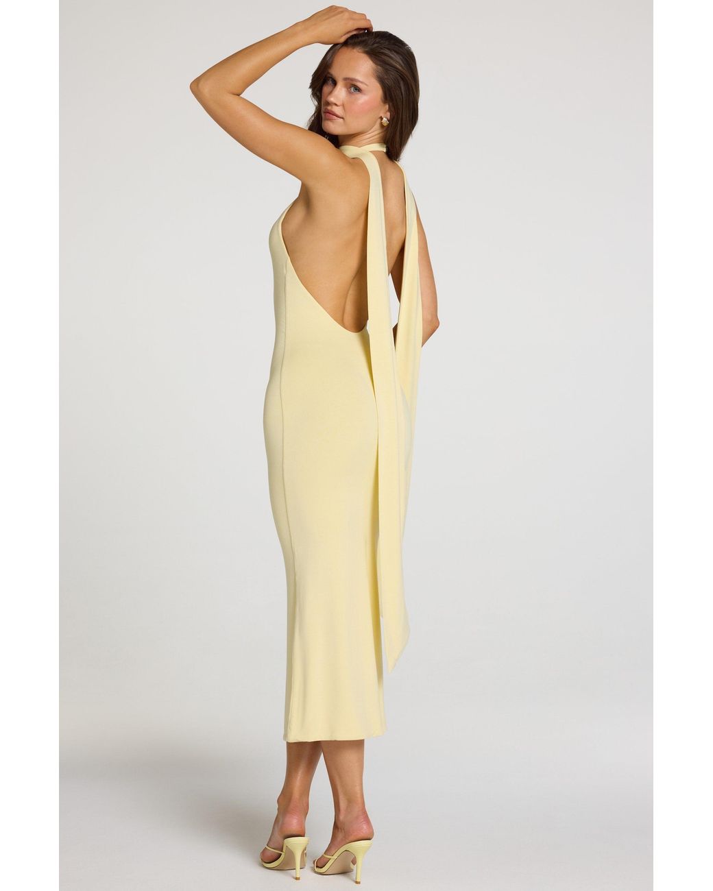Oh Polly Yellow Modal Halterneck Midaxi Dress