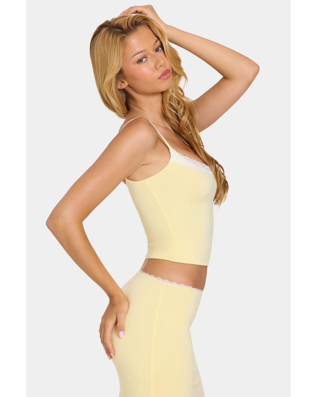 Oh Polly Yellow Modal Lace-Trim Top
