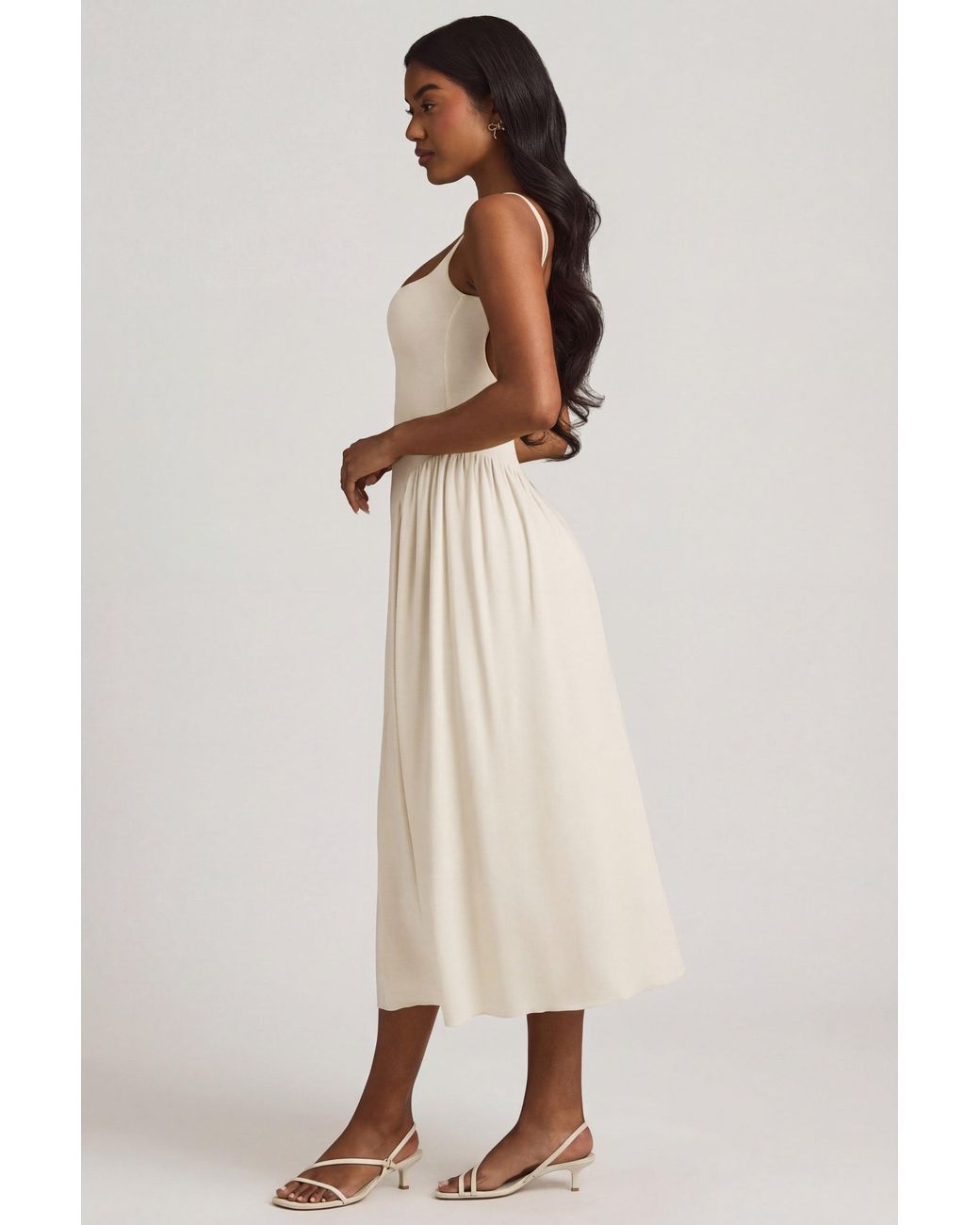 Oh Polly White Modal A-Line Midaxi Dress