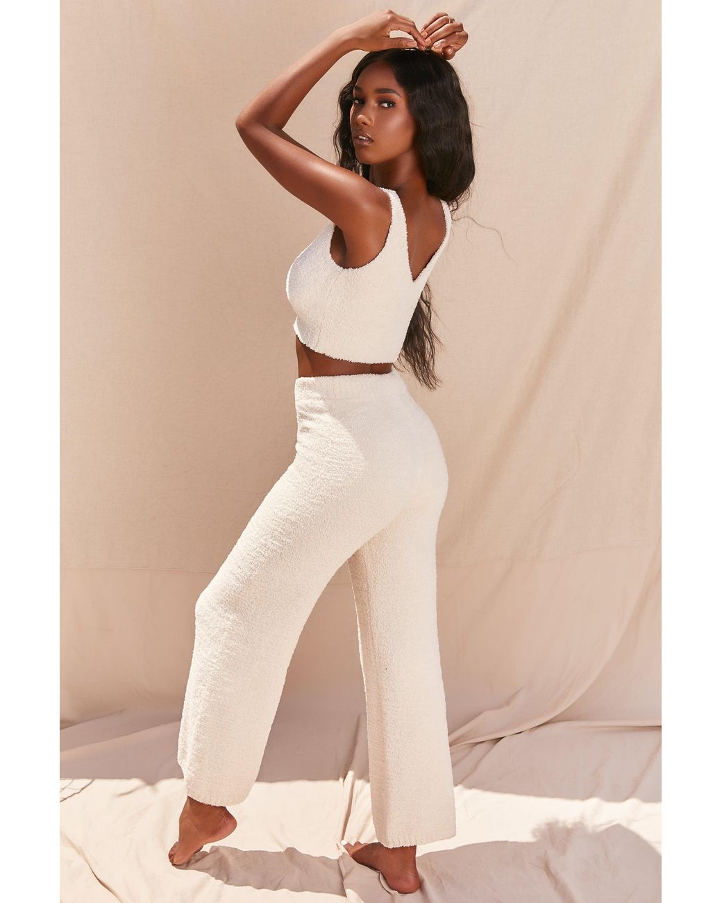 EBY White Cosy V Neck Tank Top