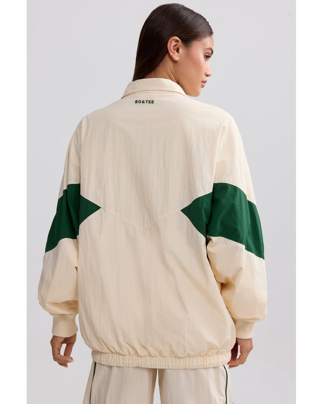 BO+TEE Natural Oversized Colourblock Track Jacket