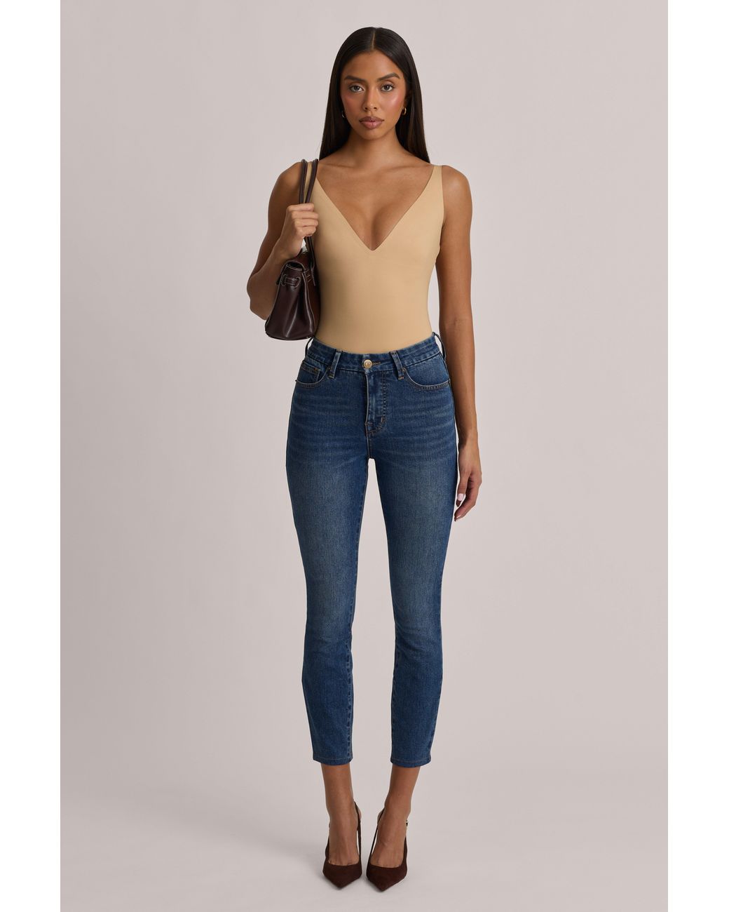 Oh Polly Pink V-Neck Thong Bodysuit