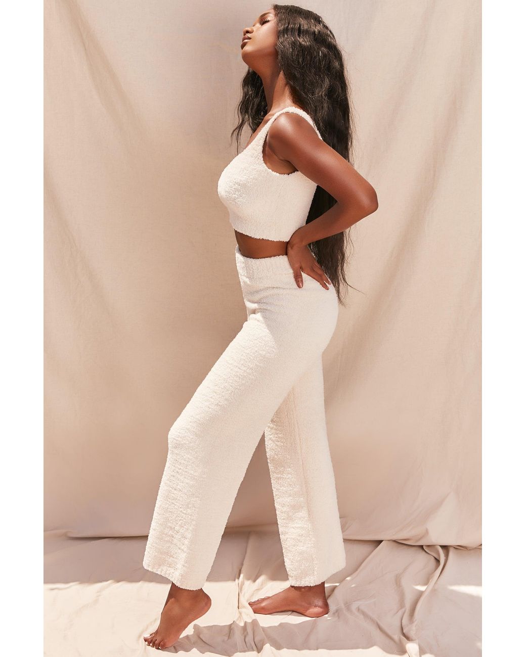 EBY White Cosy V Neck Tank Top