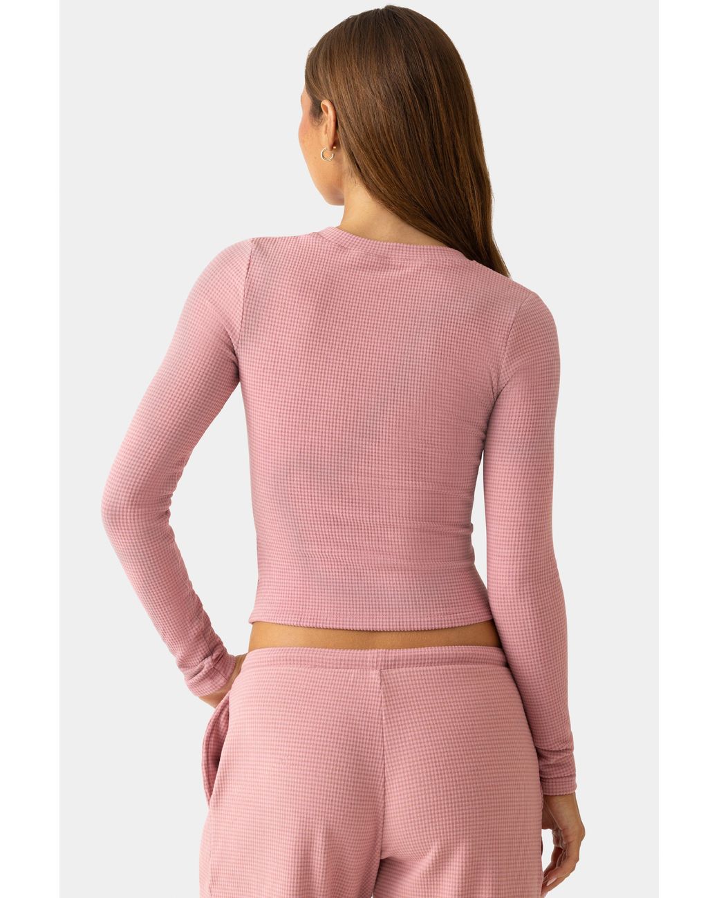 BO+TEE Pink Ribbed Jersey Crewneck Cardigan