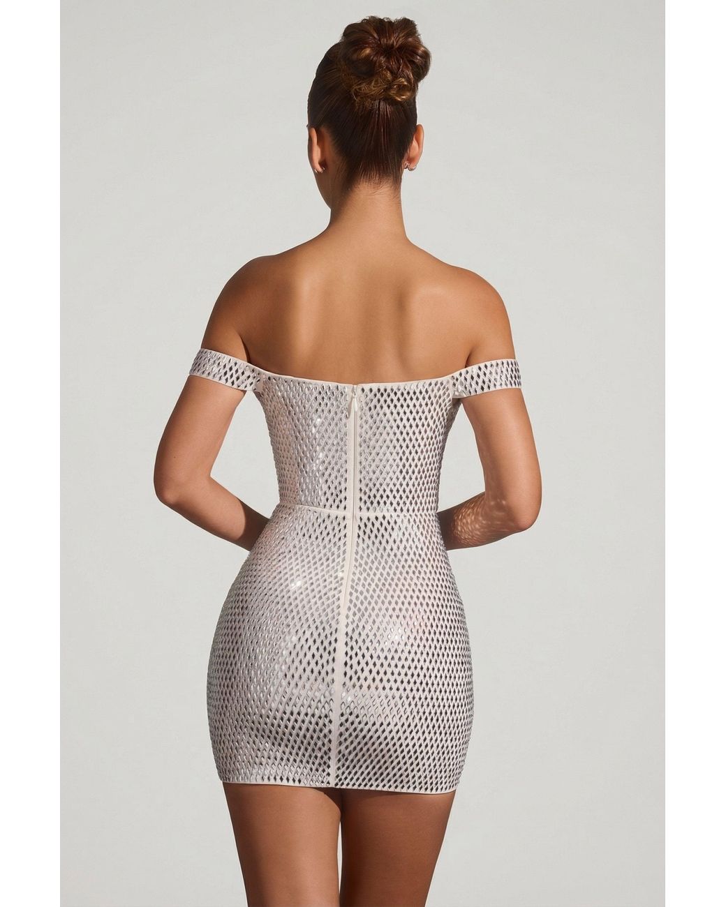 Oh Polly White Embellished Off-Shoulder Mini Dress