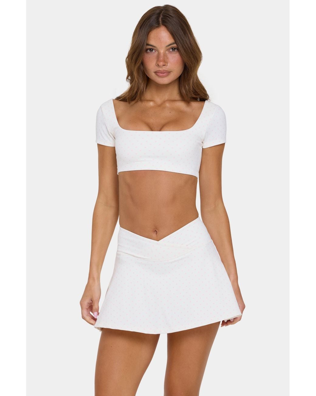 BO+TEE Pink Soft Active Cap Sleeve Crop Top