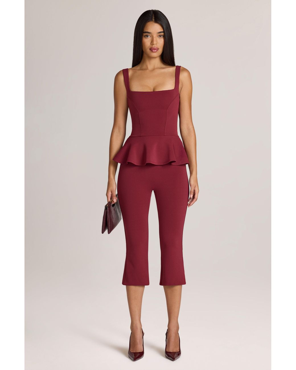 Oh Polly Red Ponte Capri Trousers