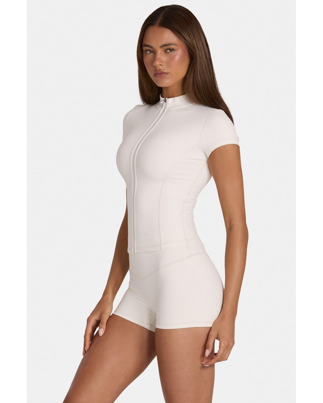 BO+TEE White Soft Active Zip-Up Top