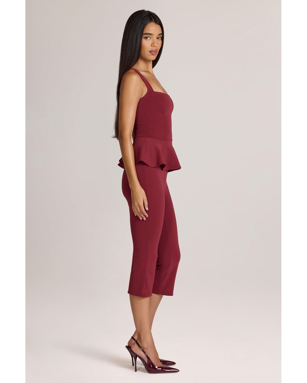 Oh Polly Red Ponte Capri Trousers