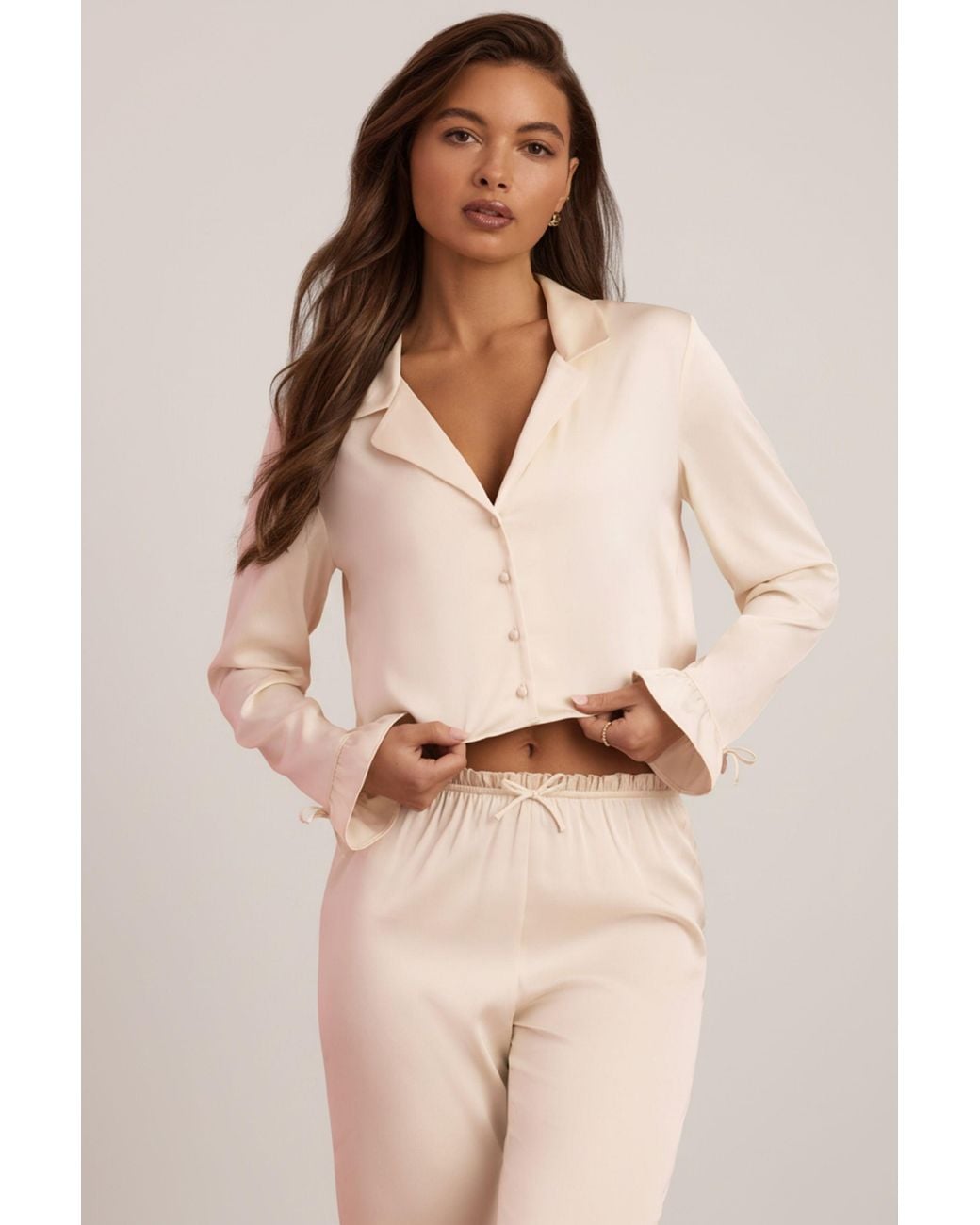 Oh Polly White Ruffle-Trim Cropped Pyjama Top