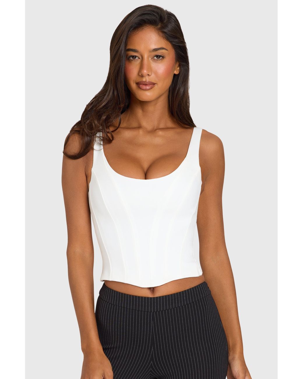 Oh Polly White Ponte Corset Top
