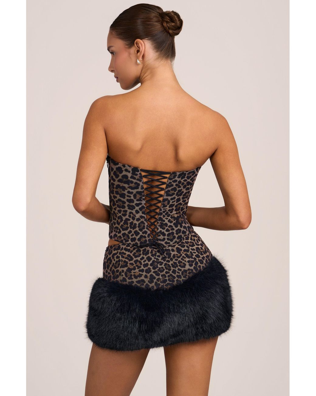 Oh Polly Multicolor Faux Fur Mini Skirt
