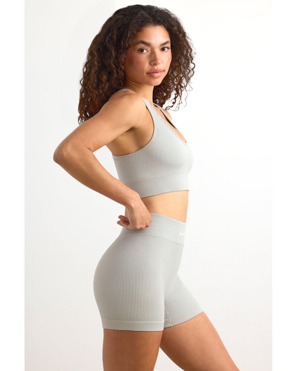 BO+TEE Gray Flexirib Mini Shorts