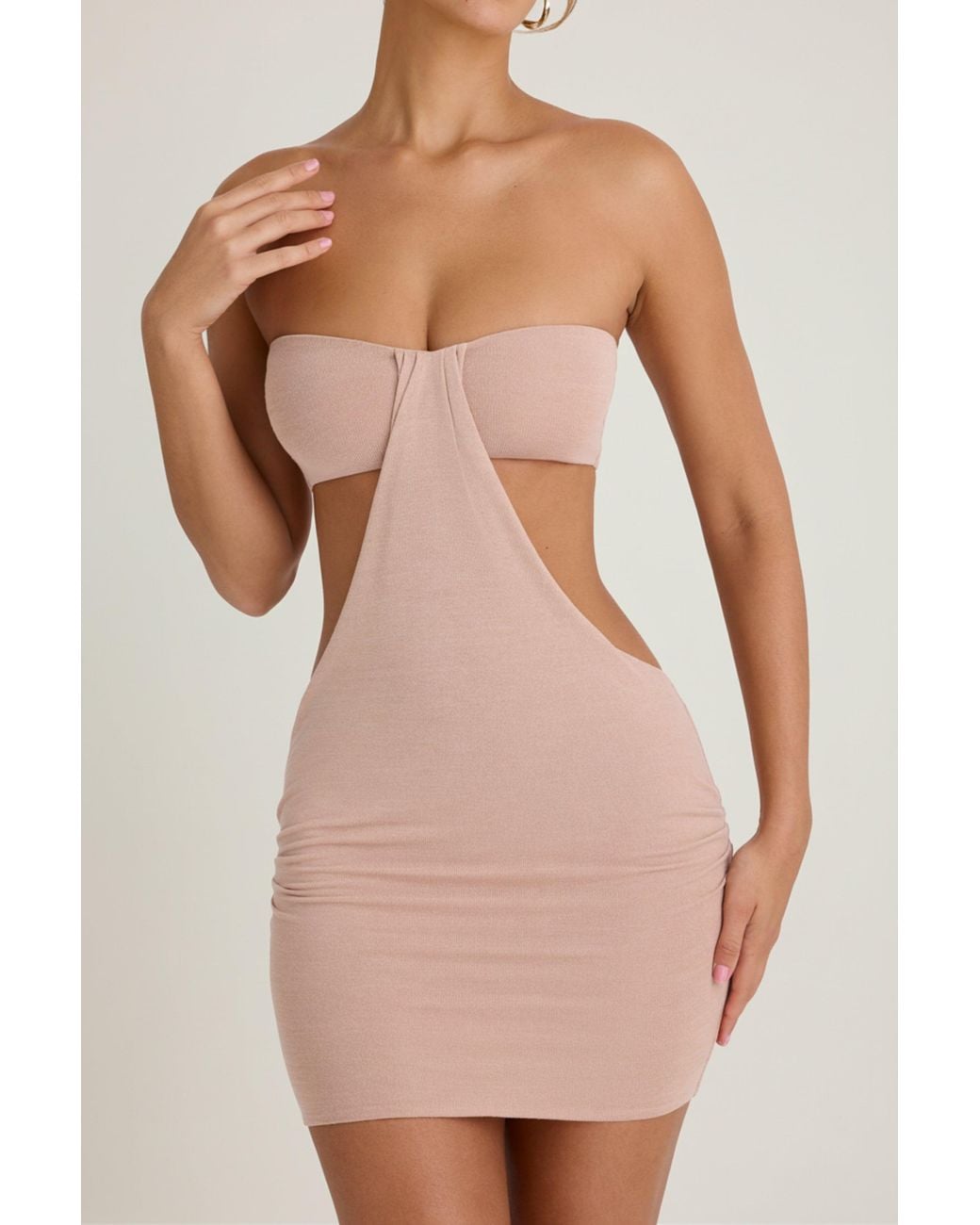 Oh Polly Pink Bandeau Cut-Out Mini Dress
