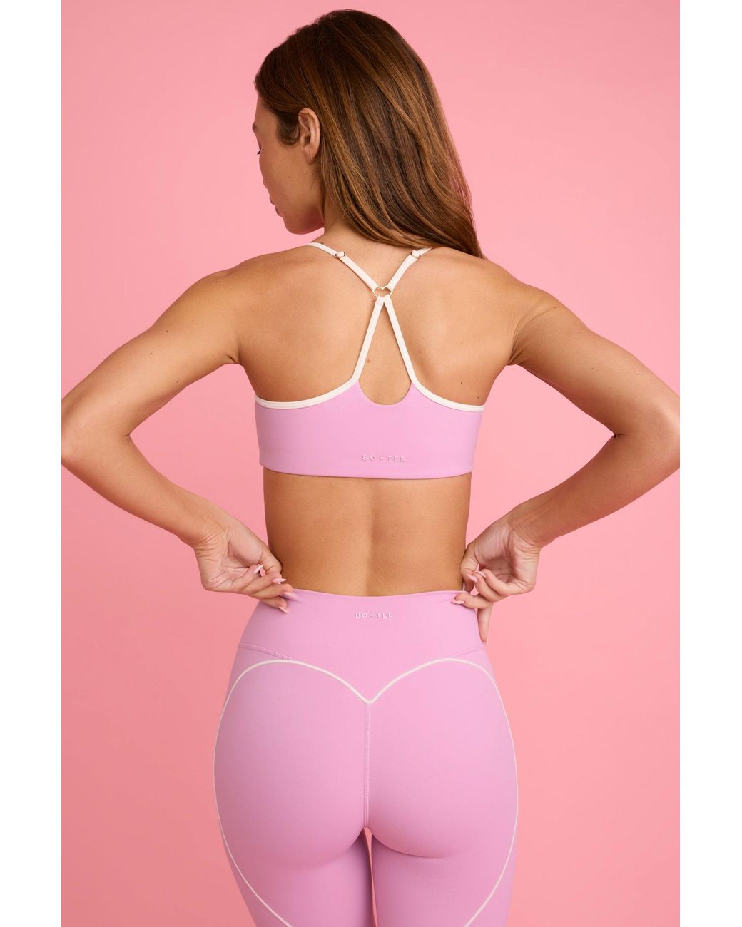 BO+TEE Pink Soft Active Sweetheart-Neck Sports Bra