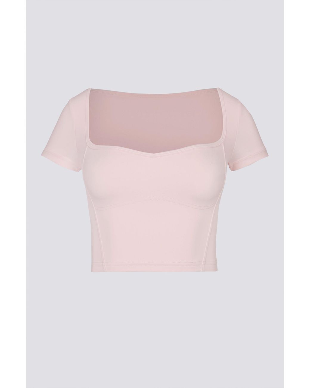 BO+TEE Pink Soft Active Sweetheart-Neck Crop Top