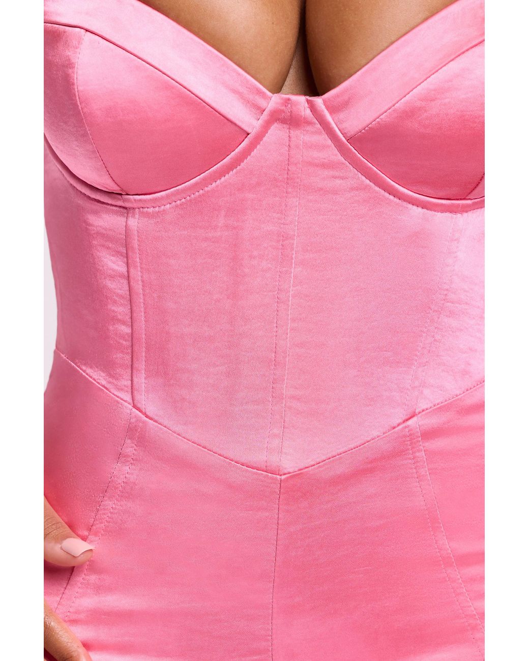Oh Polly Pink Satin Corset Mini Playsuit