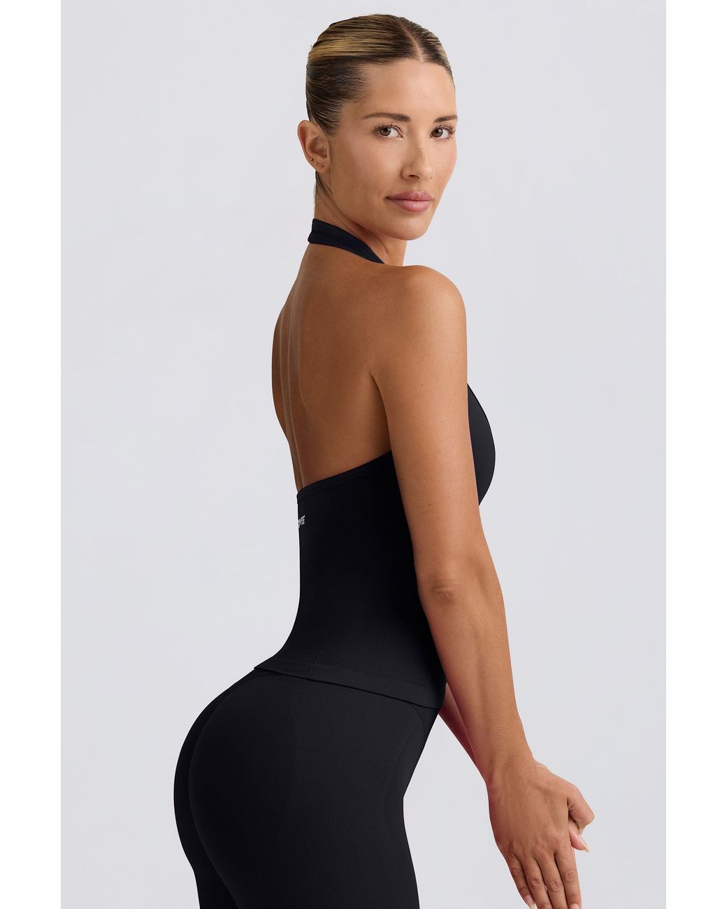 BO+TEE Black Define Luxe Halterneck Tank Top