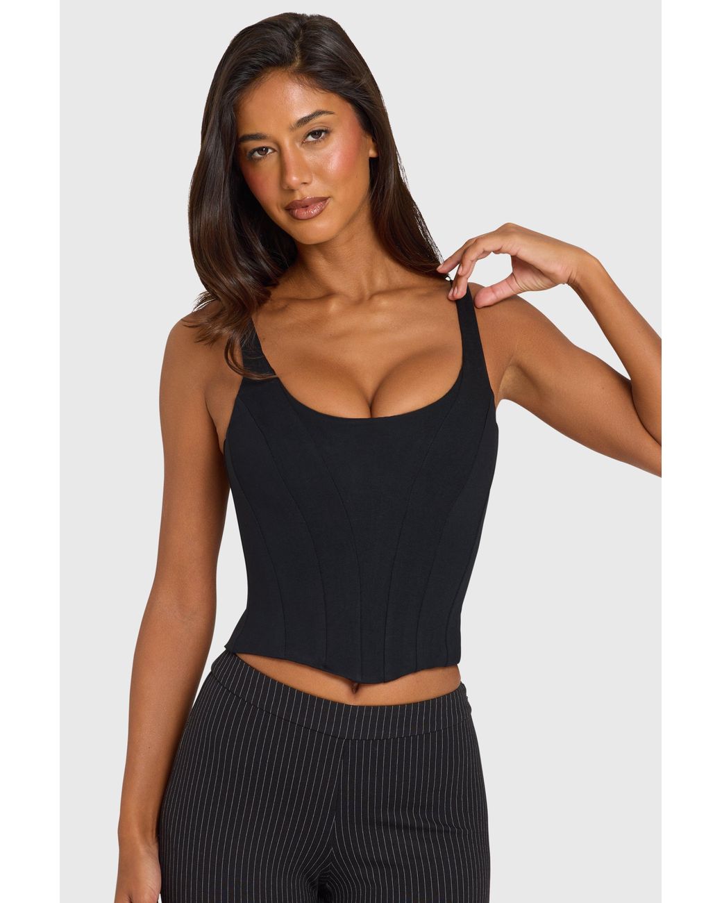 Oh Polly Black Ponte Corset Top