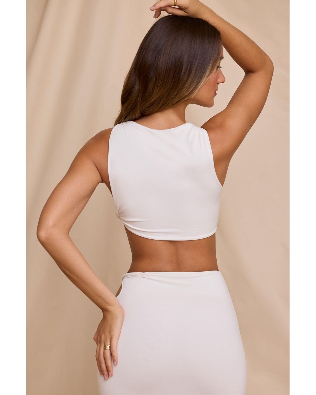 Oh Polly White High Neck Twist Crop Top