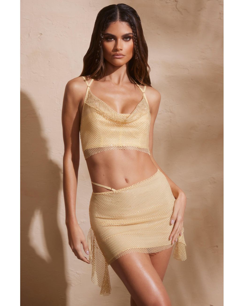 Oh Polly Metallic Embellished Strap Detail Mini Skirt