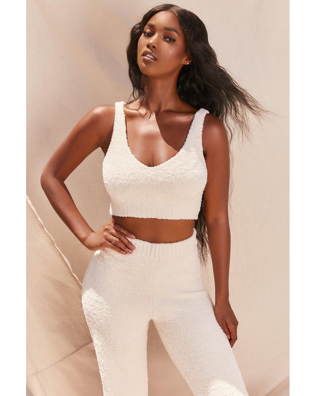 EBY White Cosy V Neck Tank Top