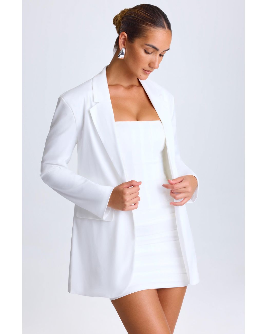 Oh Polly White Oversized Single-Breasted Blazer