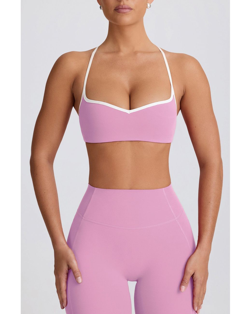 BO+TEE Pink Soft Active Sweetheart-Neck Sports Bra