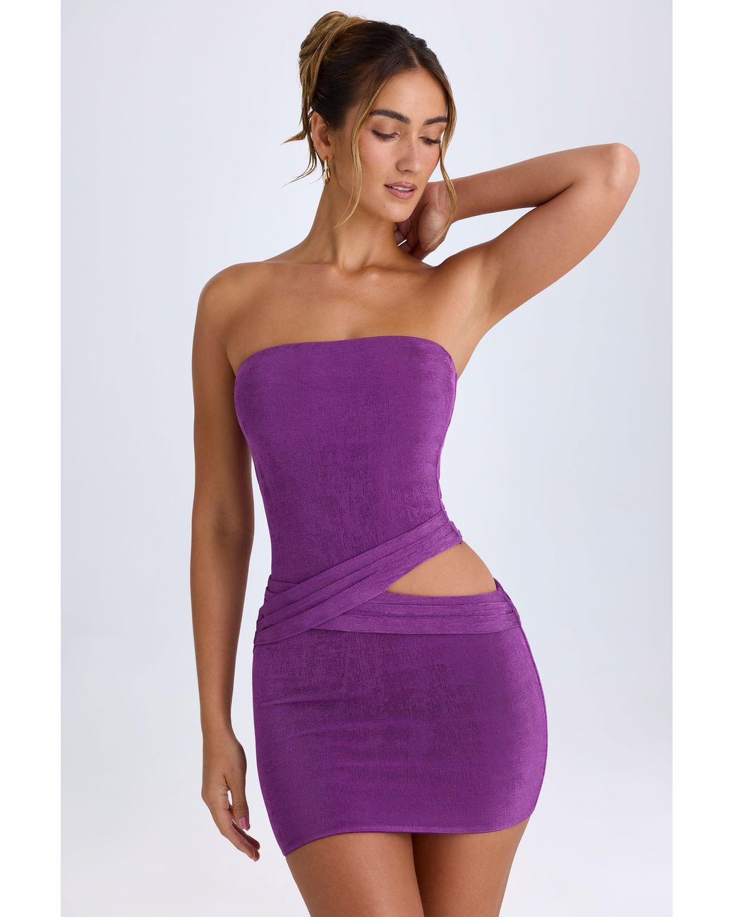 Oh Polly Purple Cut-Out Bandeau Mini Dress