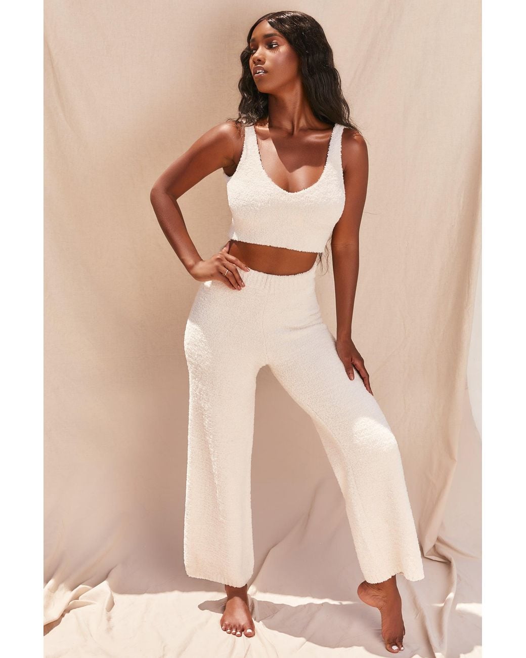 EBY White Cosy V Neck Tank Top