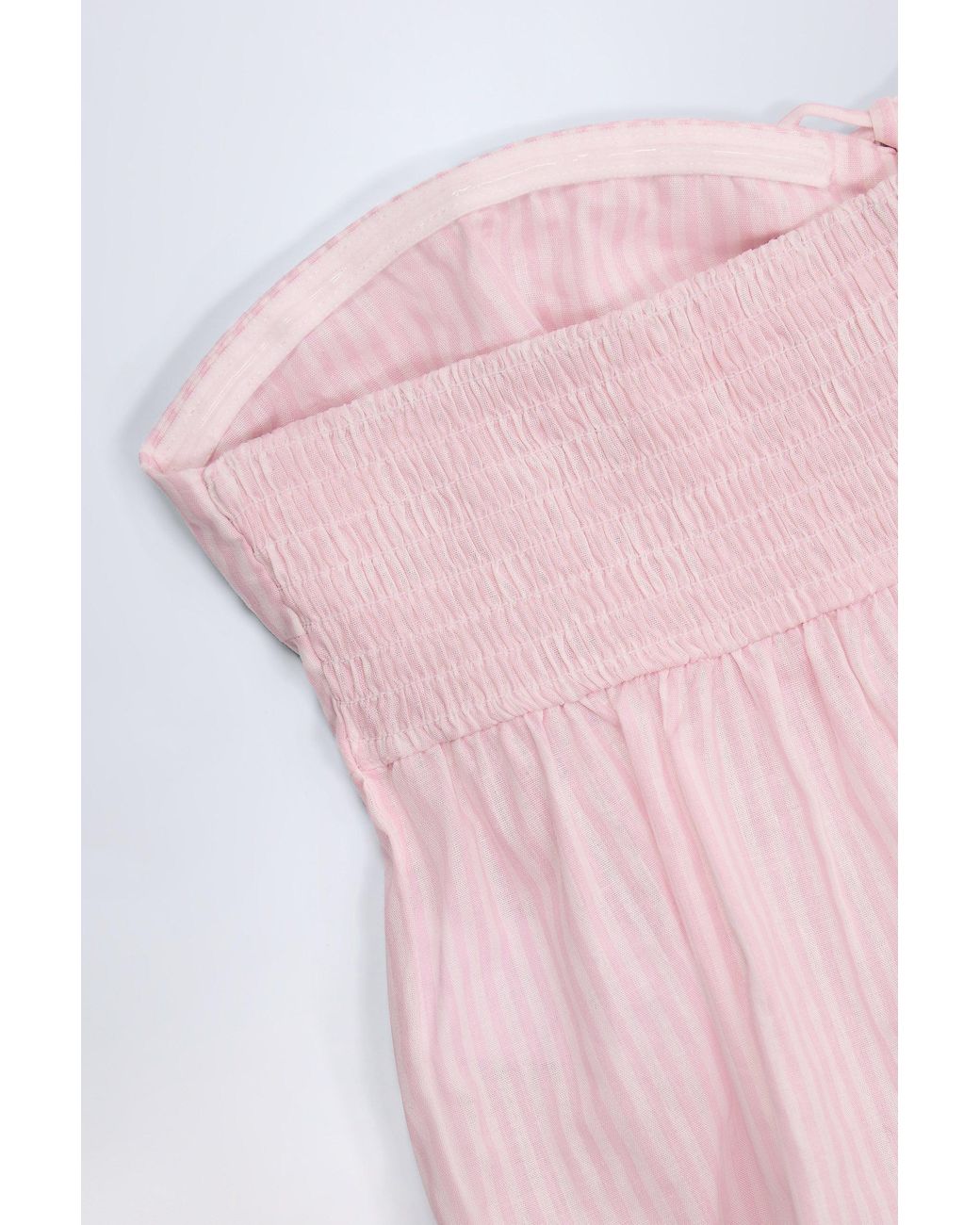 Oh Polly Pink Tie-Front Strapless Cotton-Poplin Crop Top