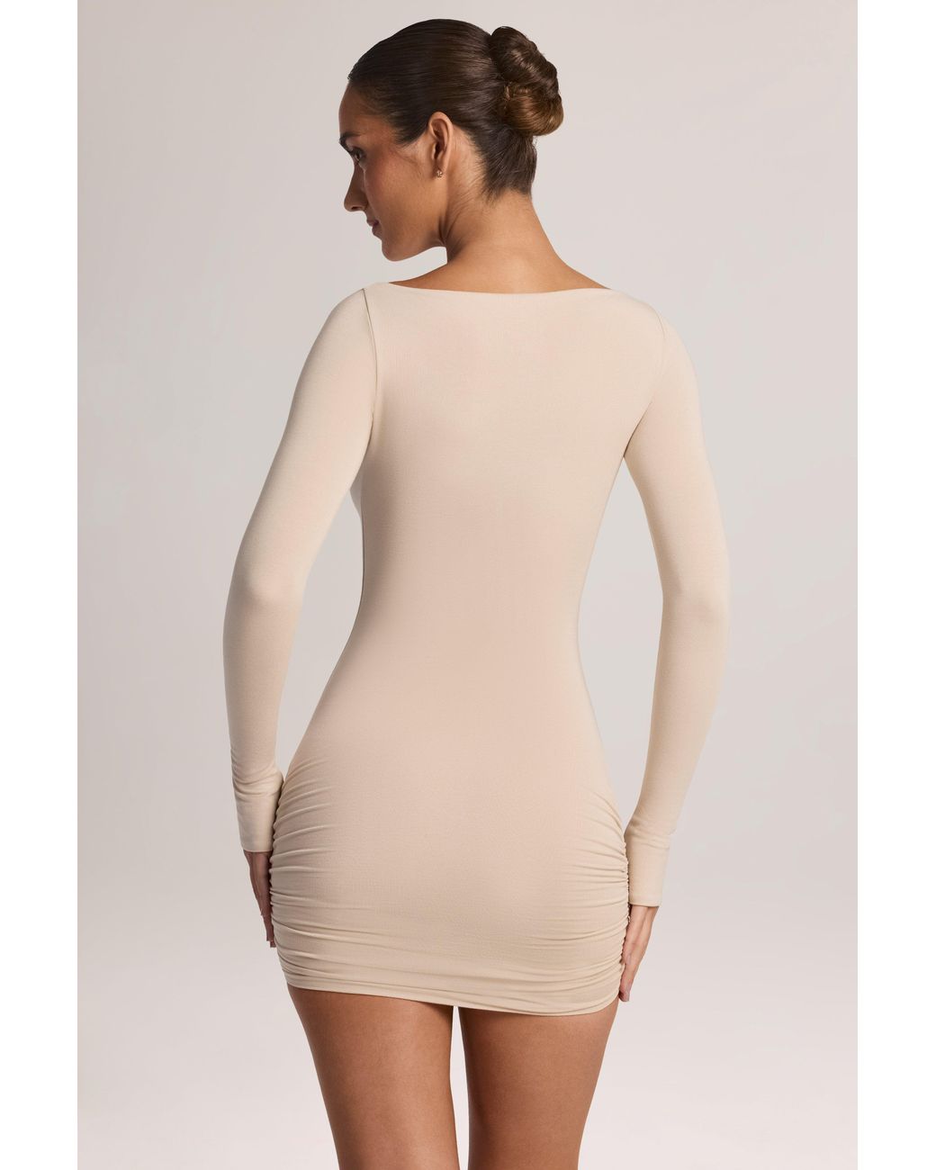 Oh Polly Natural Modal Long-Sleeve Mini Dress