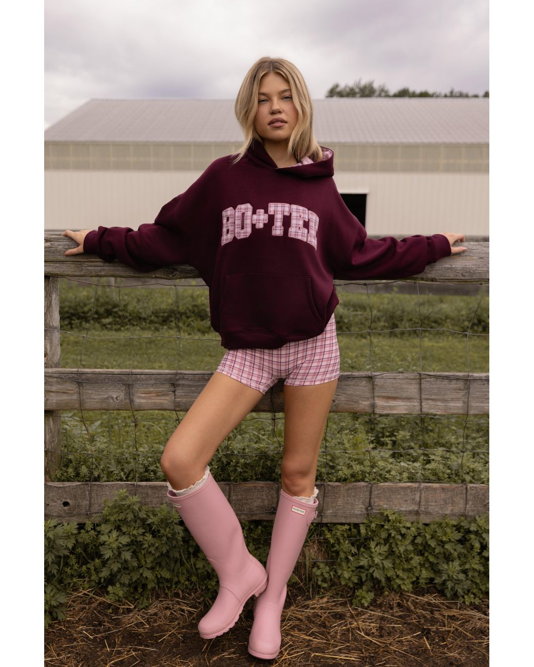 BO+TEE Red Oversized Applique Hoodie