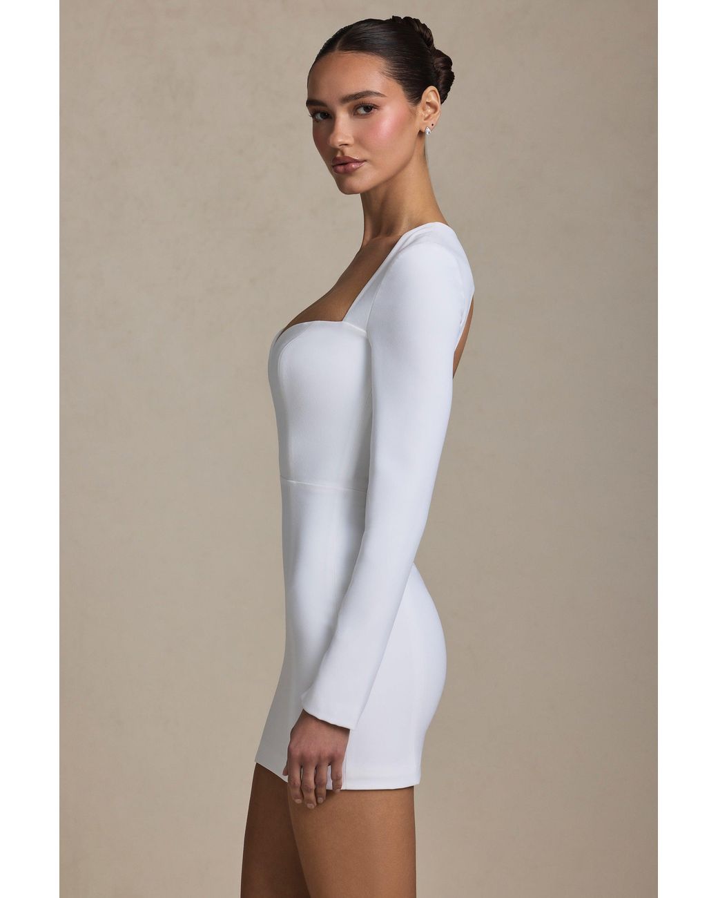 Oh Polly White Cut-Out Heart-Detail Bodycon Mini Dress