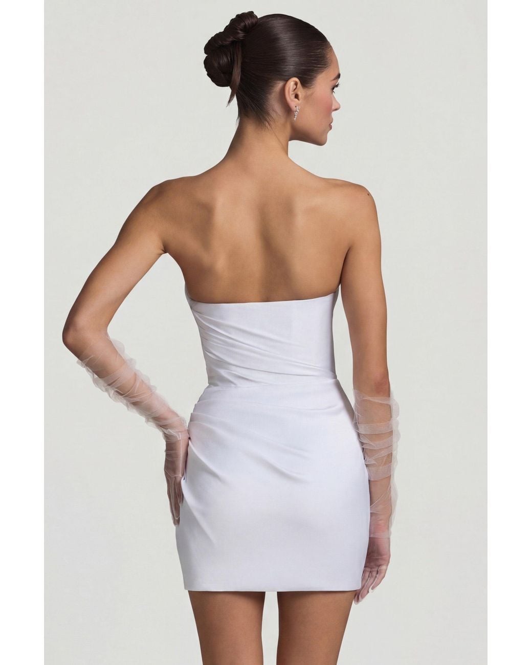 Oh Polly White Ruched Corset Mini Dress