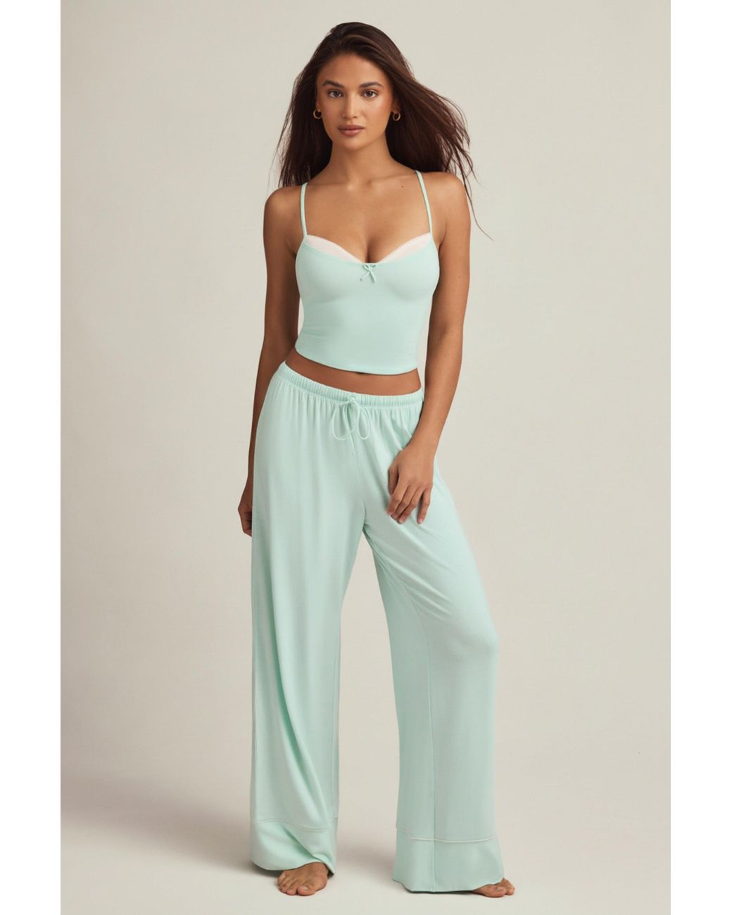 Oh Polly Green Modal Mid-Rise Pyjama Trousers
