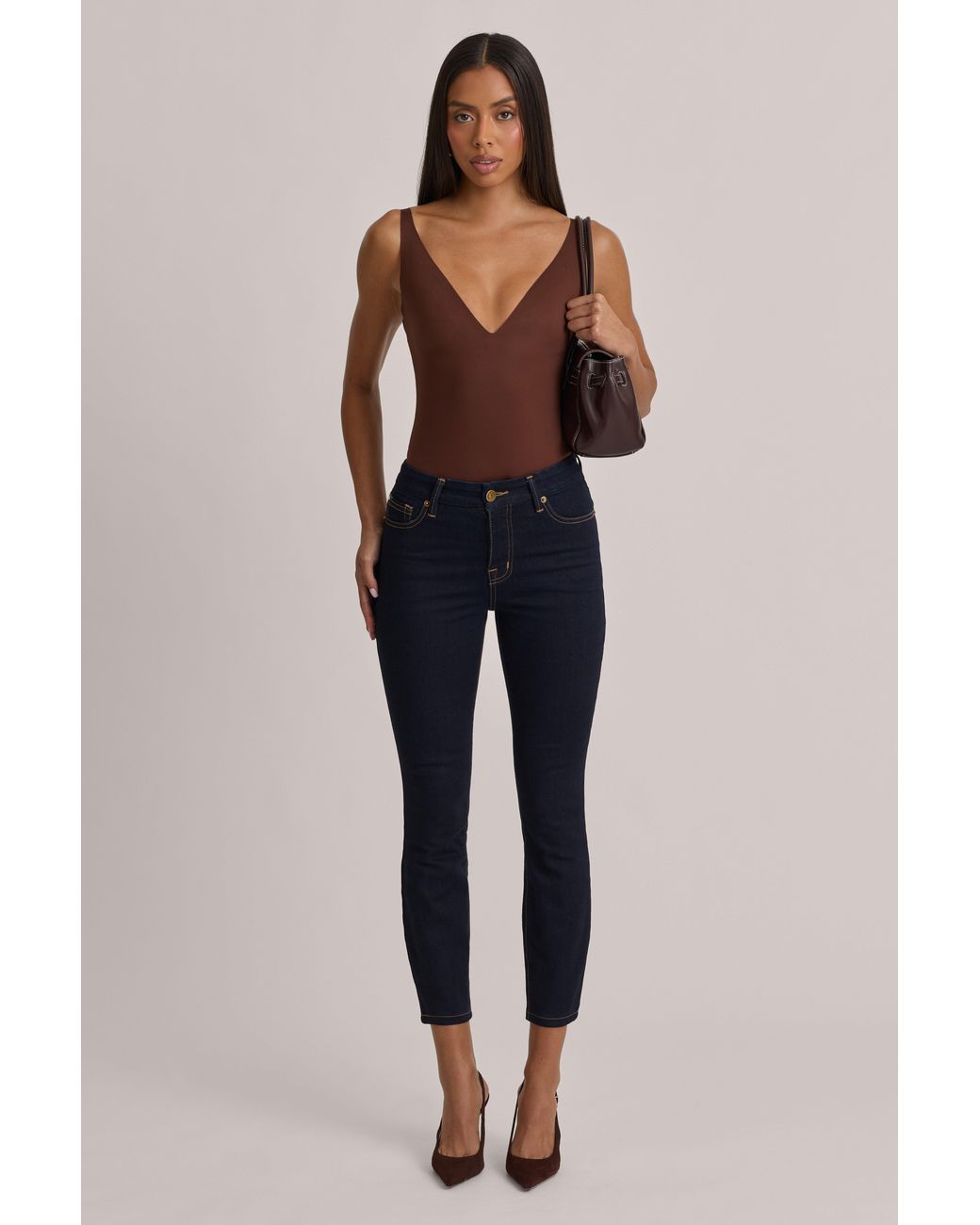 Oh Polly Blue High-Rise Cropped Skinny Jeans
