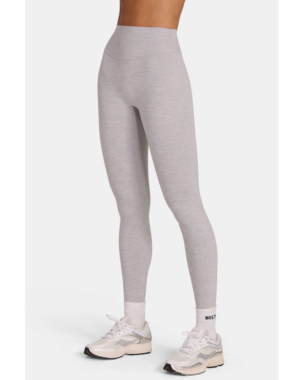 BO+TEE Gray Soft Active Full-Length Leggings