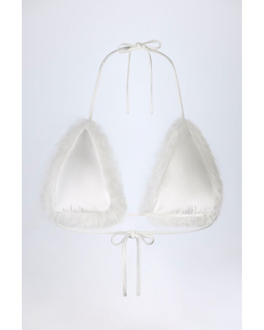 Oh Polly White Faux Fur Triangle Bralette