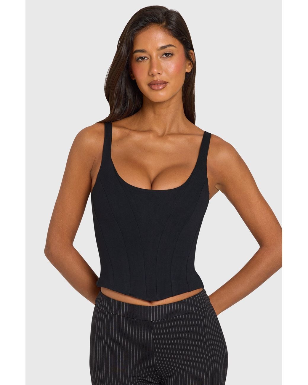 Oh Polly Black Ponte Corset Top