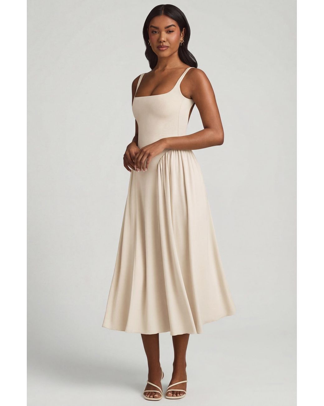Oh Polly White Modal A-Line Midaxi Dress