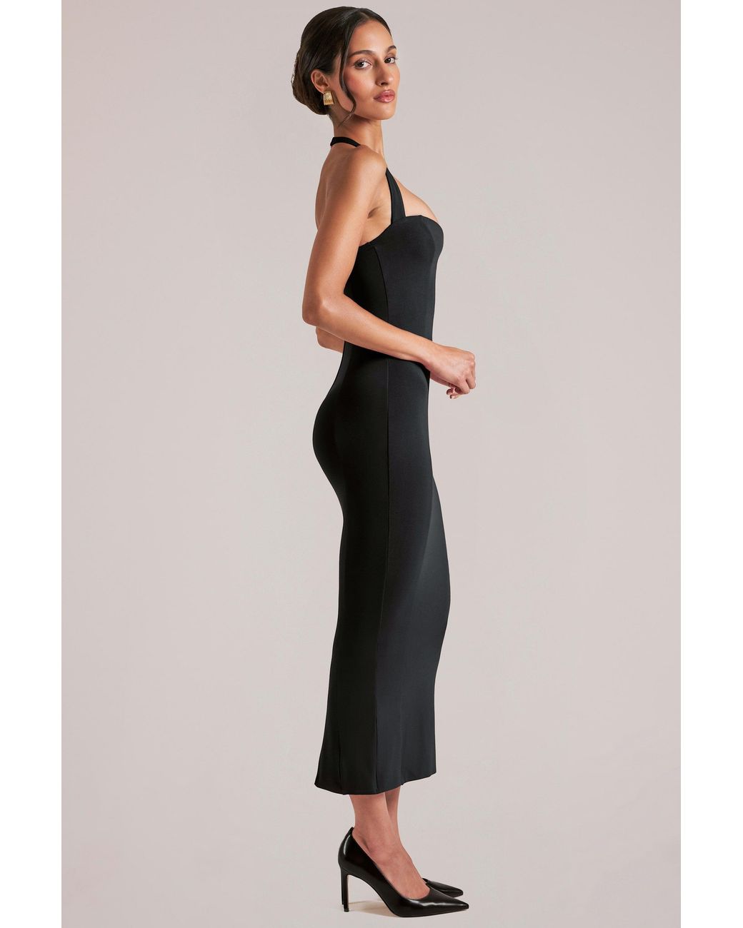 Oh Polly Black Halterneck Midaxi Dress