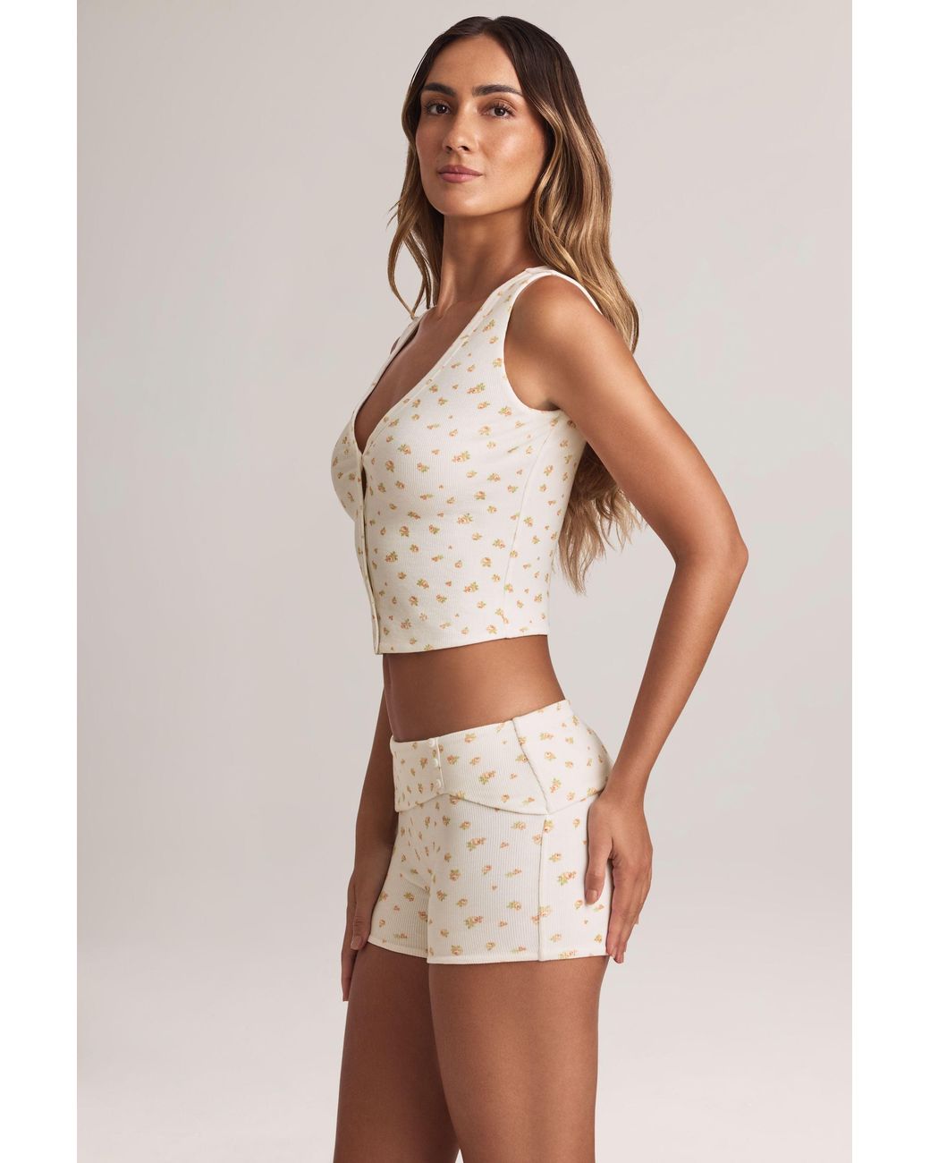 Oh Polly Multicolor Modal Foldover Mid-Rise Shorts